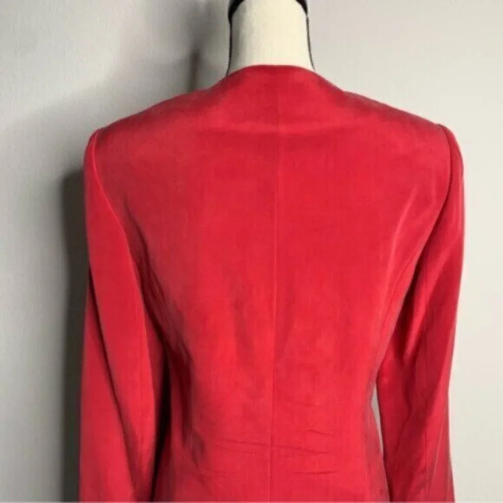 Andrea Viccaro Vintage Silk Single Breasted Collarless Blazer